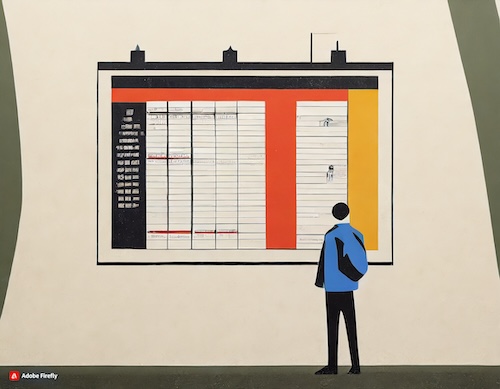 A person checking a transit schedule